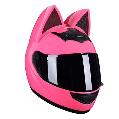 Cat Ears, Universal Helmet for, Motosiklet kaskı (dəbilqə) - pink-cat-black-lenses-s