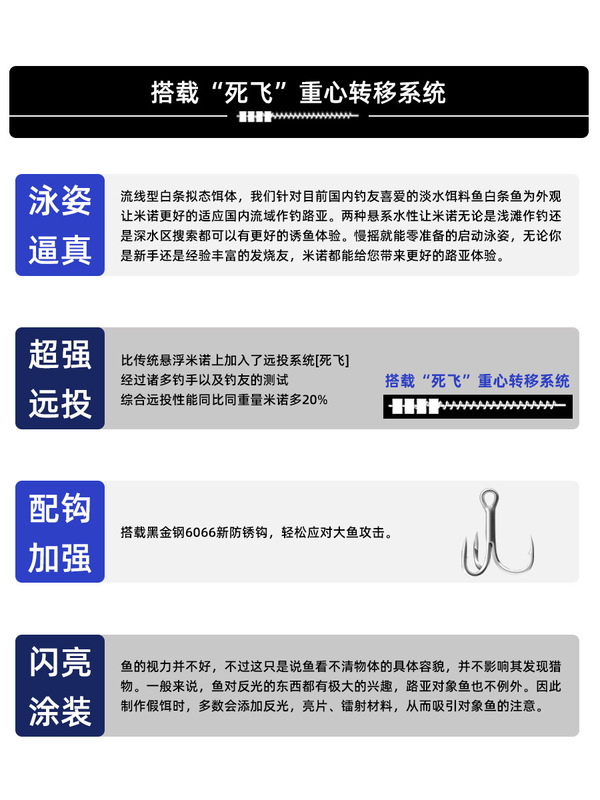 黑金钢防锈钩远投悬停悬浮米诺路亚饵死飞响珠仿生硬饵假鱼饵|undefined