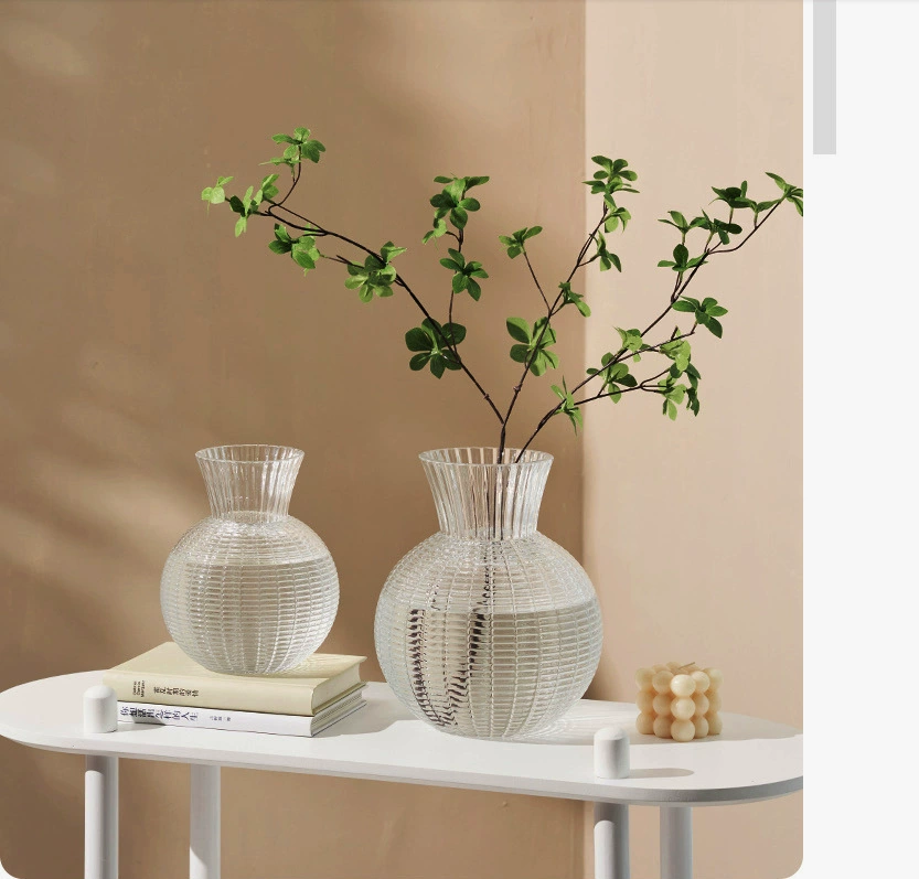 Современная простая прозрачная стеклянная ваза с большим животом в сетчатом стиле гидропонная композиция из сушеных цветов домашние декоративные художественные украшения