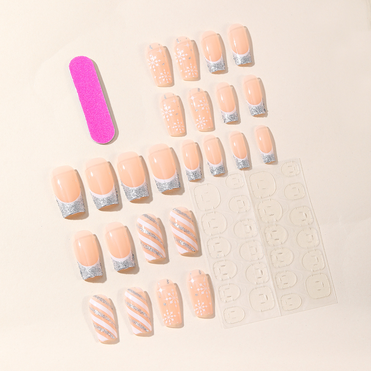 1 Set Quantity Christmas Casual Sweet Stripe Snowflake ABS Press-on Nails 1 Set