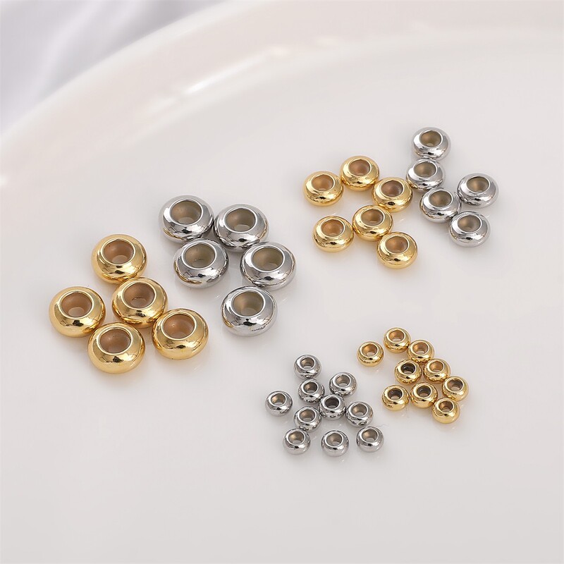 14k包みの金の平円のシリカゲルの位置決めの玉の調整のビーズのdiyの手作りのブレスレットのネックレスのアクセサリーの材料の部品|undefined
