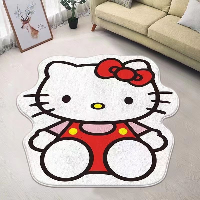 可爱凯蒂猫地毯仿羊绒卧室床边隔凉毯客厅沙发茶几垫浴室吸水脚垫|undefined
