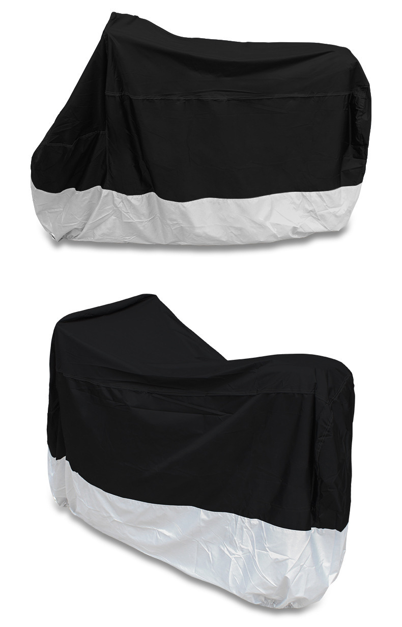Motorcycle Cover 190T Thickened Battery Car Cross-border Rainproof, Dust-proof and Sun-proof Silver Coated Clothes Black and Silver Motorcycle Clothes