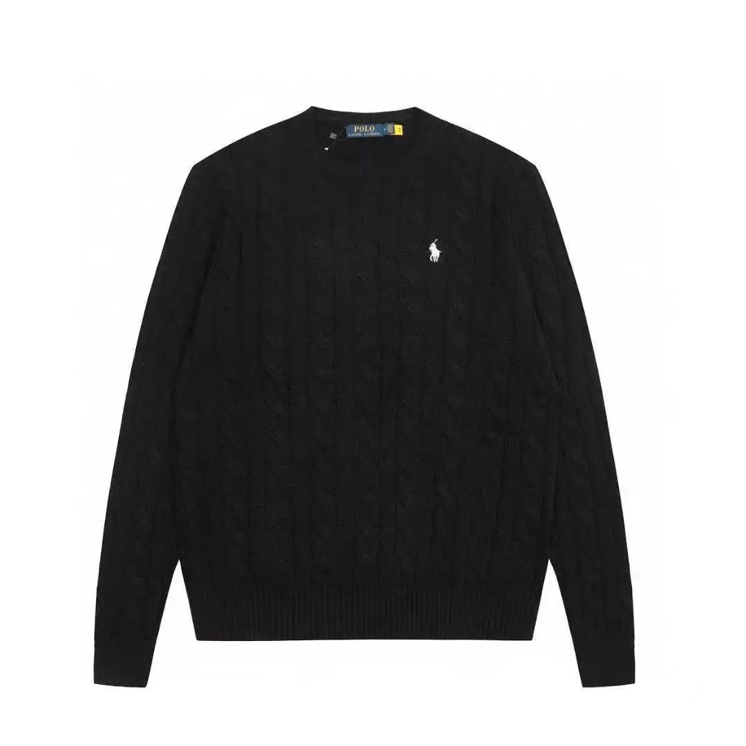Sweater crew neck black with white label