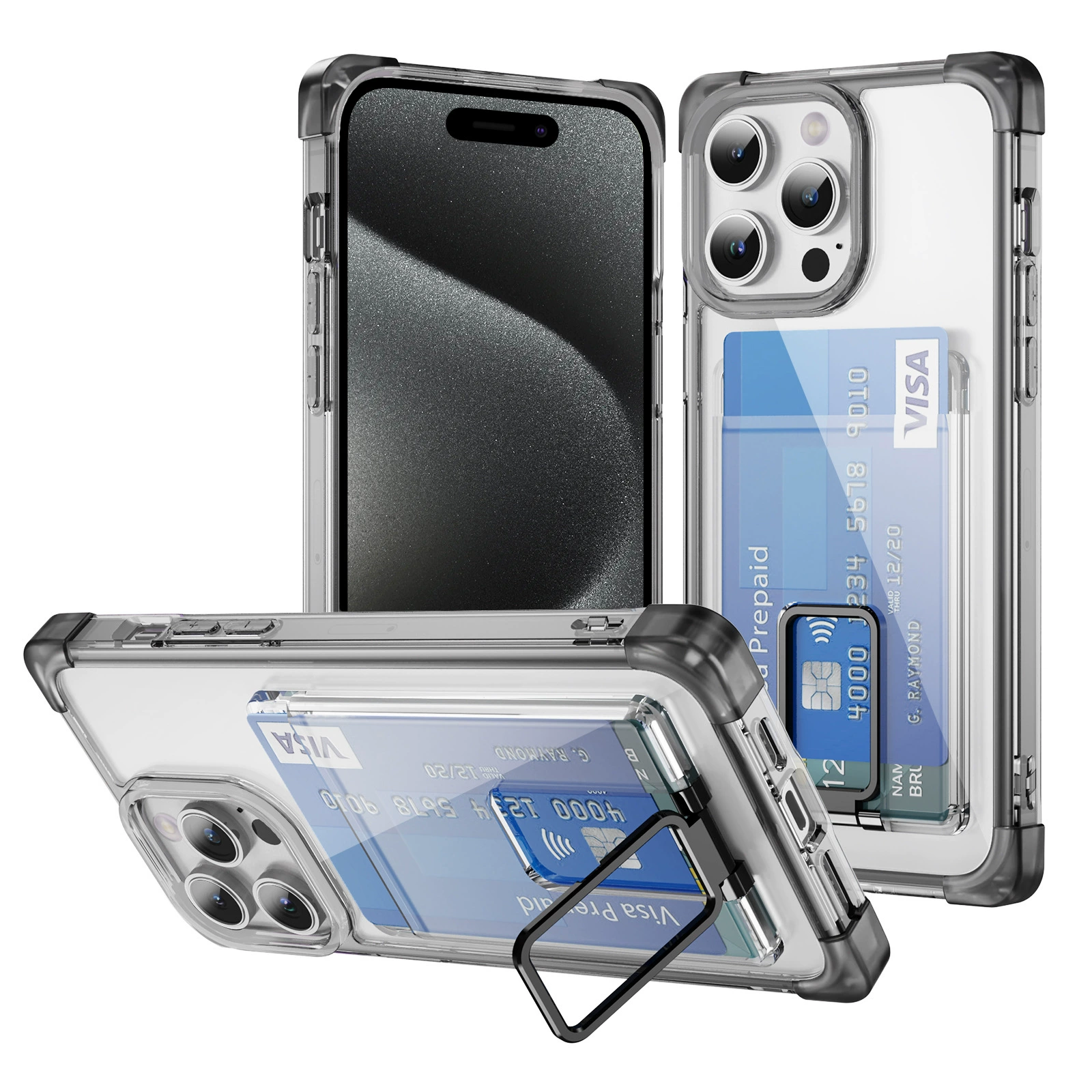 Кросс-бордер новая модель подходит для iPhone15ProMax четырехугольный матовый корпус с пространством держатель карты держатель корпуса