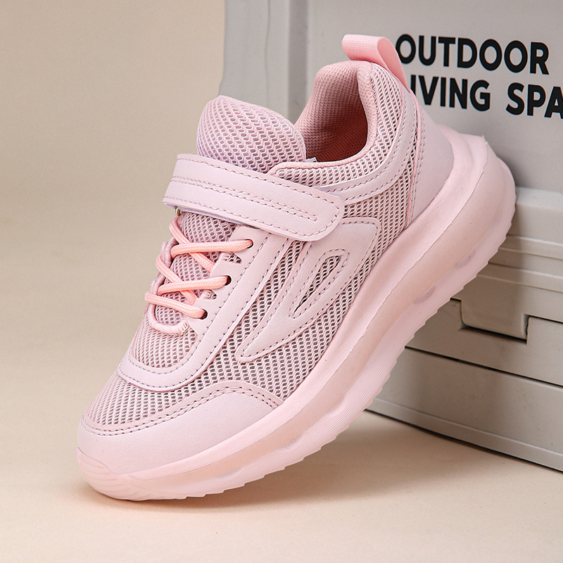 Zapatos blancos para niños, superficie de malla de primavera y otoño, transpirable, niños y niñas grandes, zapatillas deportivas blancas para correr, comercio exterior, venta al por mayor transfronteriza
