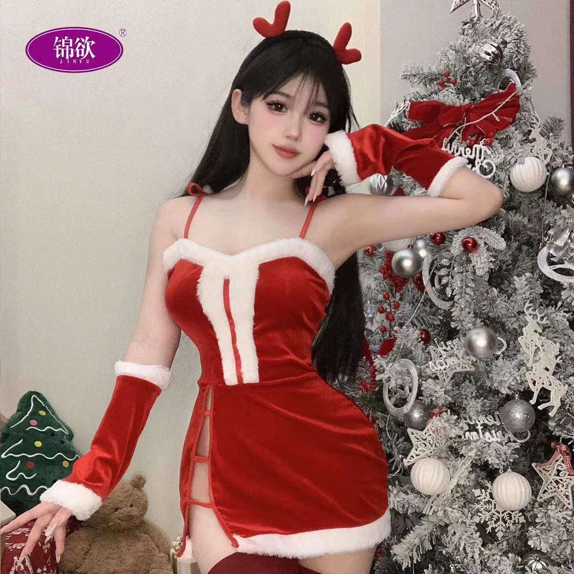 Китайское/锦欲 Christmas нижнее белье, топ-бюстье, сексуальная грудная сумка, комплект, косплей, акцент на бёдрах, опт