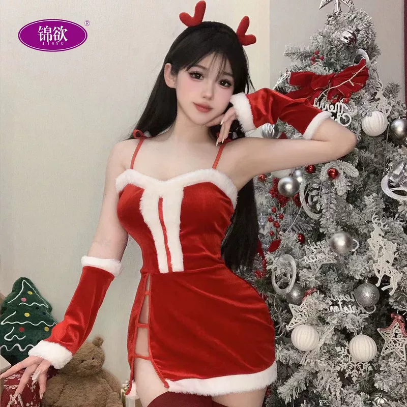 Китайское/锦欲 Christmas нижнее белье, топ-бюстье, сексуальная грудная сумка, комплект, косплей, акцент на бёдрах, опт