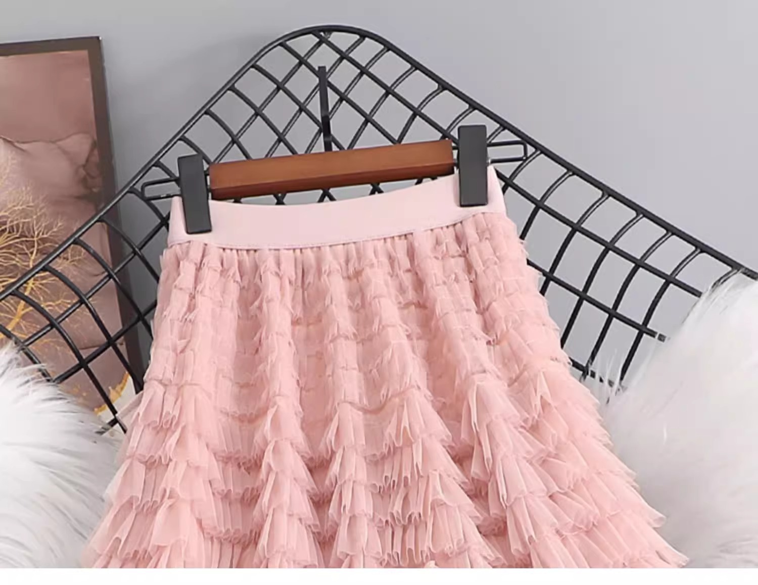 Chân váy lưới xếp tầng cạp cao dáng dài tiên nữ — Màu tím nho (tham khảo trọng lượng 80-140) chi tiết 16