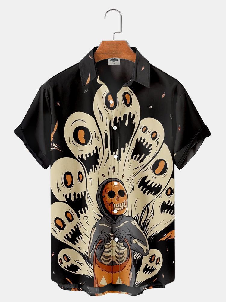 Serie Camisas estampadas Fabricantes de Halloween para hombres Hawaii Halloween Source Station Camisas digitales para hombres transfronterizos 3D