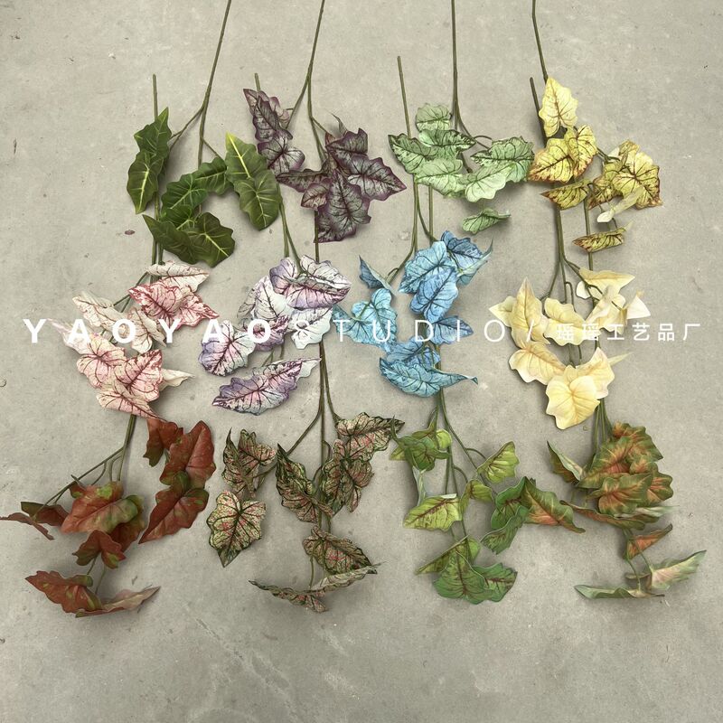 11 Fork Spring Rain Leaves Forest Wedding Leaf Material Artificial Calla Leaf 3D Printing Green Plant Home Living Room Decoration Plant