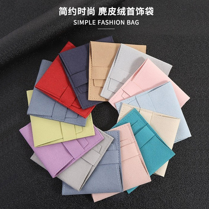 Jewellery jewelry Packaging bag goods in stock wholesale Jewelry Storage envelope Cloth bag Microfiber Two-sided Suede Clamshell Bag