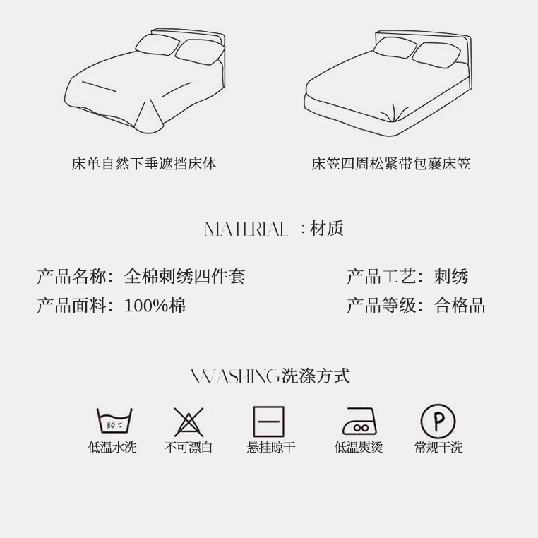 Cama de algodón cuatro piezas estudiantes tres piezas cubierta de edredón bordado de algodón sábanas caseras ropa de cama impresión y teñido activo