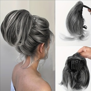 Europe and the United States cross-border wig ponytail women's hair comb drawstring short ponytail simulation fluffy ball head wig ponytail wholesale