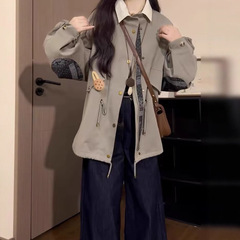 巨好看韩系高级感抽绳立领外套女春秋季2025新款短款风衣夹克上衣