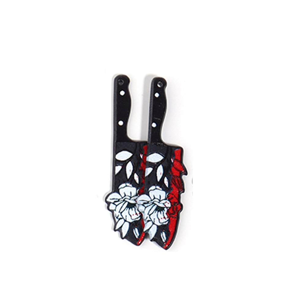 17g Weight Pendant Jewelry Making Type 52*14mm, 56*12mm, 56*14mm Jewelry Making Size DIY Jewelry Accessories Classification 10 PCS/Package Quantity Acrylic Material Halloween Festival Blade, Letter Pattern Printing Design Hip-Hop, Retro, Funny Style 10 PCS/Package 52*14mm 56*12mm 56*14mm Arylic Blade Letter Pendant 6