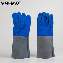 厂家批发牛二层皮革脖电焊手套焊接手套耐磨隔热劳保防护焊工手套