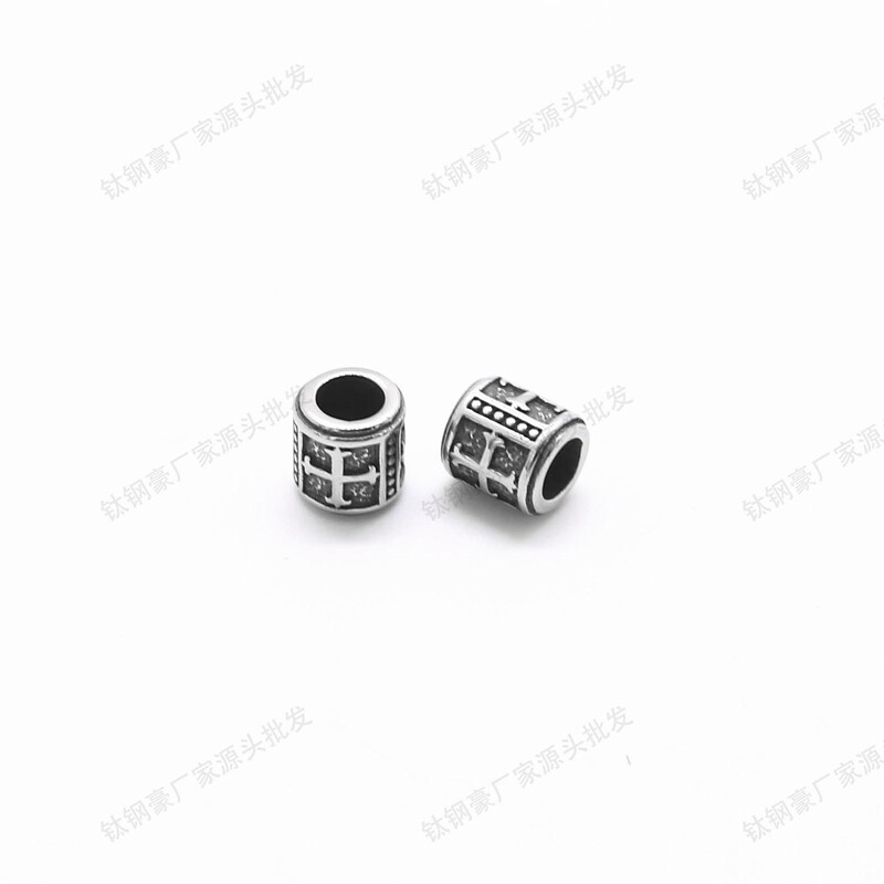 Diy316 Stainless Steel Accessories Pendant Vintage Titanium Steel Cylindrical Spacer Beads Leather Cord Bracelet Loose Beads Parts Factory Wholesale