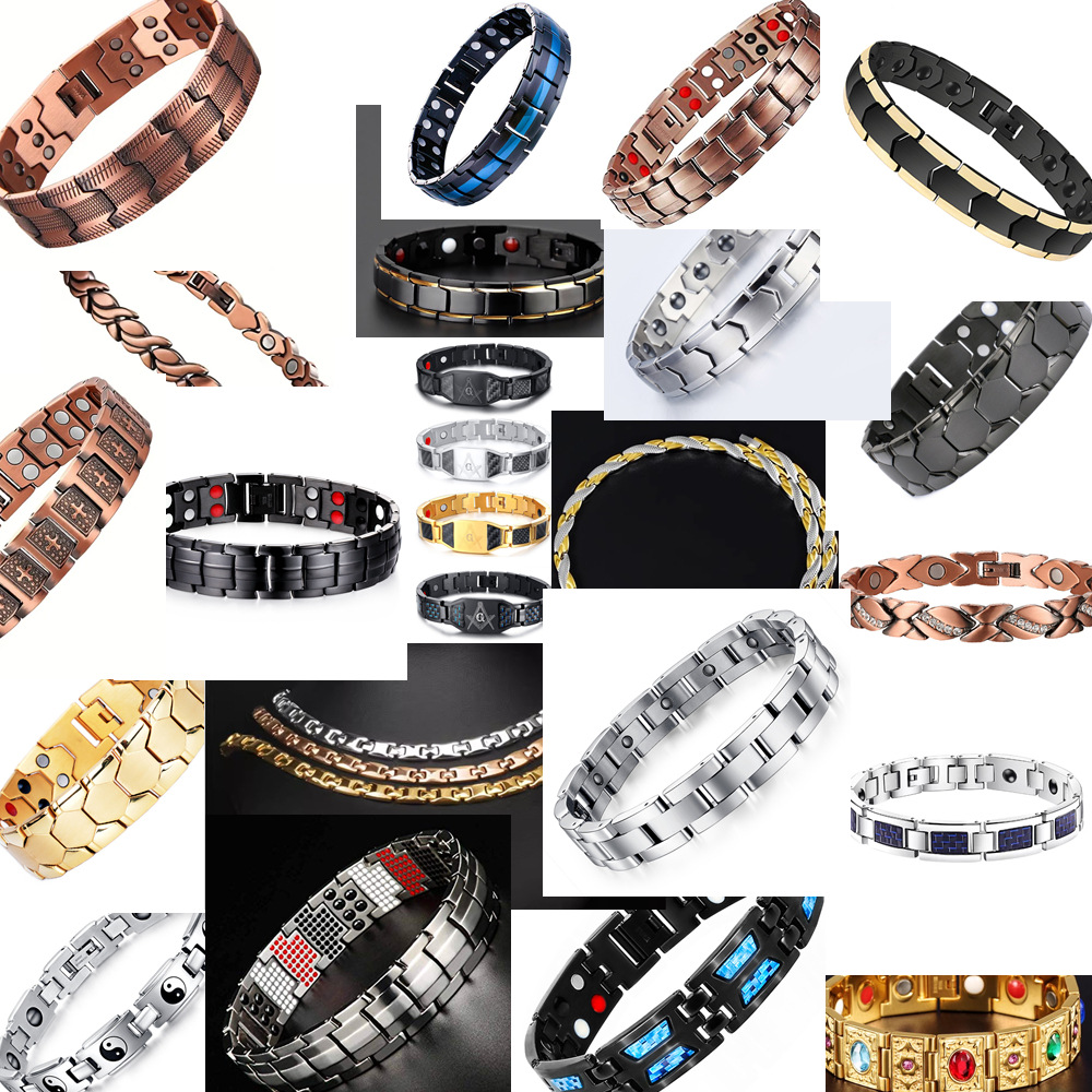 Supplier of Dongguan Titanium Steel Bracelet Factories - Decorative Items, Red Copper Magnet 4 Elements Titanium Steel Stainless Steel Bracelet Necklace Wholesale