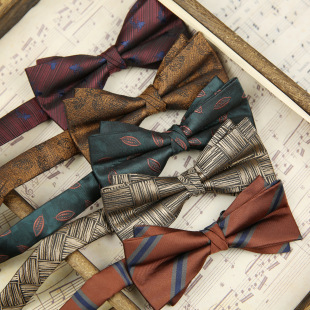 Bow tie men's Korean-style fashion business suit best man Plaid striped bow banquet bridegroom formal wear wedding accessories