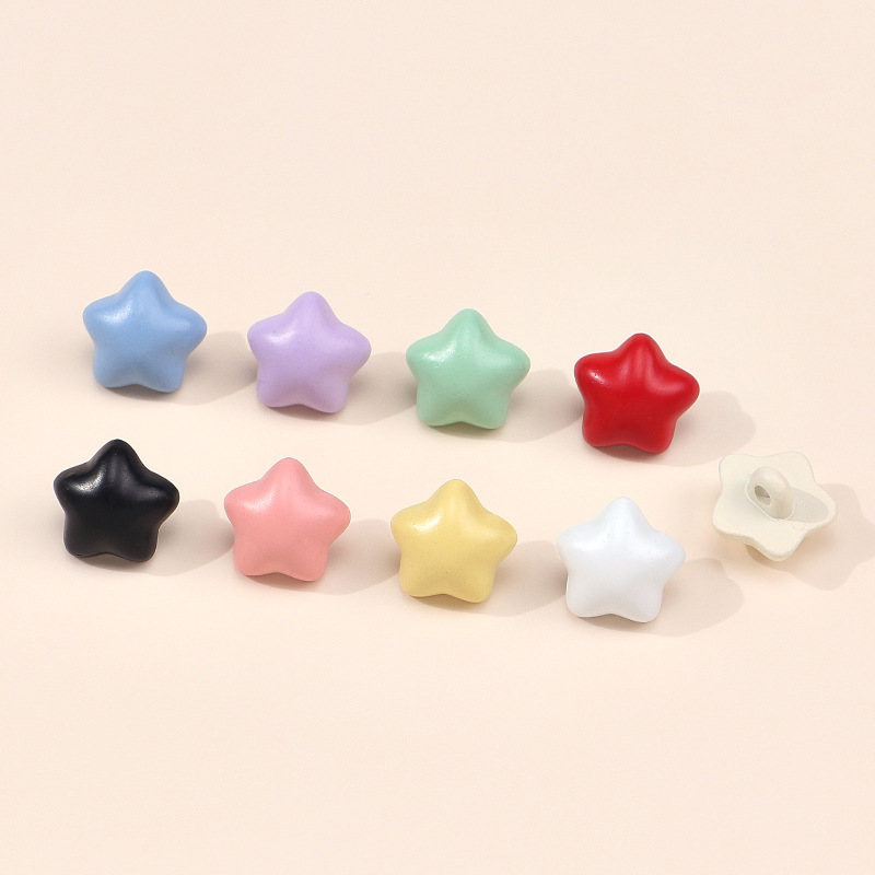 新款五角星星高脚纽扣多彩塑料百搭高级装饰塑料纽扣童装毛衣装饰