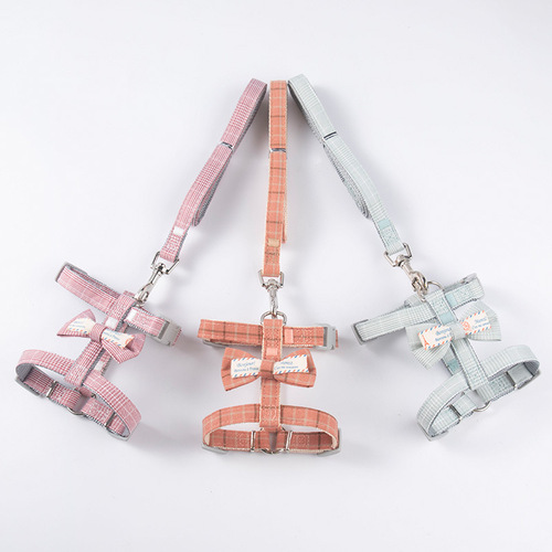 Wholesale pet cat I-shaped Morandi leash small harness vest style universal non-retractable