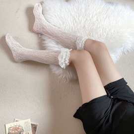 丝袜冬天光腿神器蕾丝花边袜子中筒丝袜女夏丝袜蕾丝白色丝袜