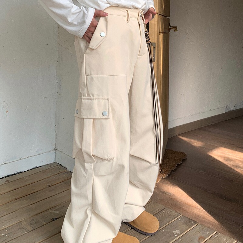 Men's Loose Straight Casual Cargo Pants Youth Personality Retro Spring and Summer Youth Fashion Trendy Trousers