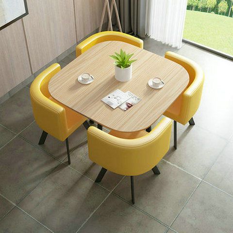 Simple Modern Dining Table for Small Apartments, Dining Table and Chairs, Negotiation Combination, Living Room Round Table, Fully Storage Dining Chairs