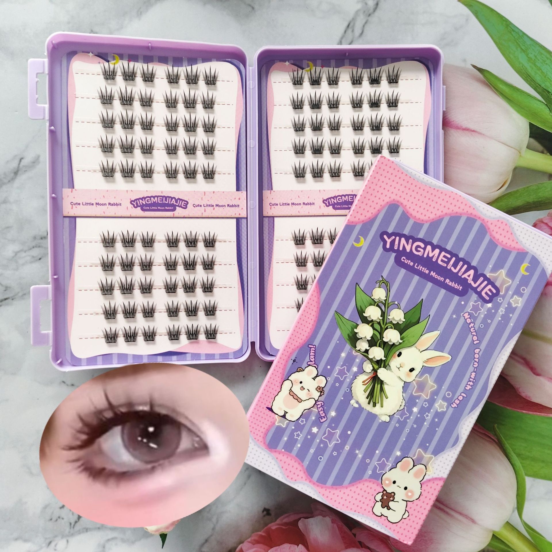 20 filas de paquete de caja de regalo de pestañas falsas transfronterizas, pestañas falsas densas, pestañas falsas sin pegamento.