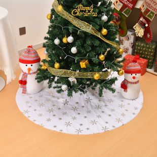 Christmas Tree Skirt Decoration Cross-Border Tree Skirt Sequin Tree Skirt Snowflake Sequins White Plush Tree Skirt Christmas Tree Floor Mat