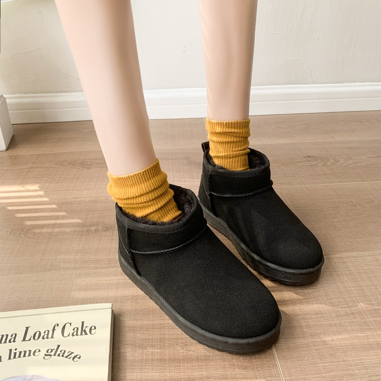 雪地靴女明星同款棉鞋冬季圆头加绒棉靴学生平底休闲短筒棉鞋批发