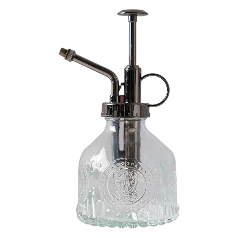 Regadera de vidrio retro para jardinería, botella pulverizadora doméstica, pulverizador de presión pequeño para regar flores y jarrones.