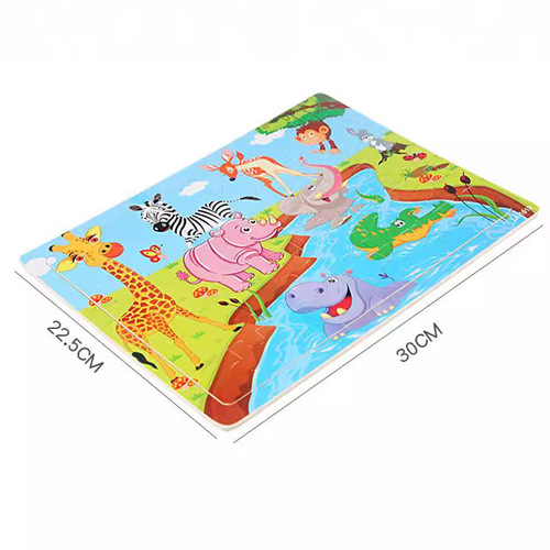 30/40/60/80 piece wooden puzzle educational baby 3-6-8 year old boys and girls flat wooden toy