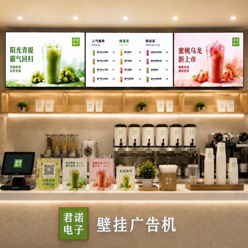 Wall-mounted advertising display 43inch High-brightness display screen for menu advertising in milk tea shops 50inch Hanging advertising screen Wall-mounted advertising display 43inch High-brightness display screen for menu advertising in milk tea shops 50inch Hanging advertising screen
