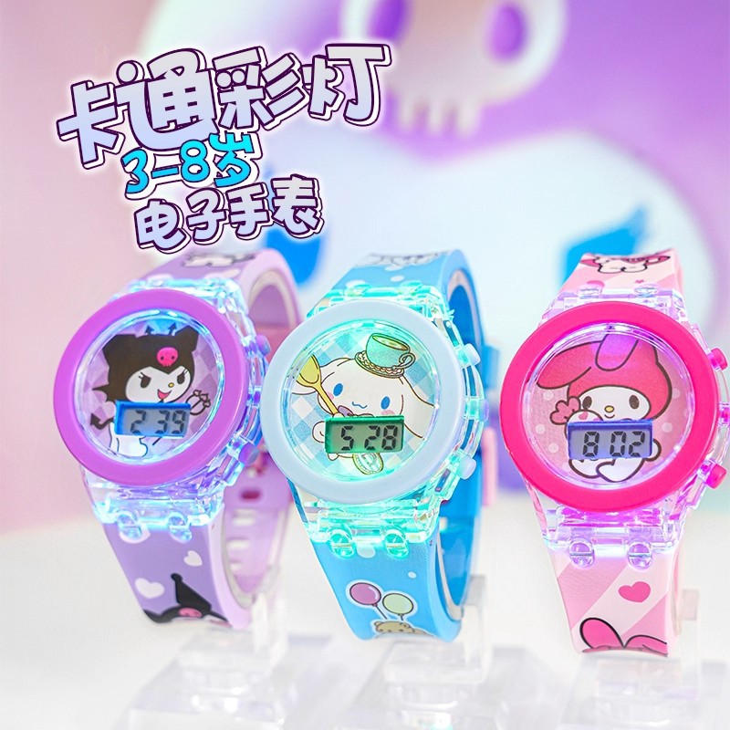 Children's Cartoon Luminous Watch Marvel Spider-Man Boy Unicorn Princess Elsa Flashing Electronic Toy Watch