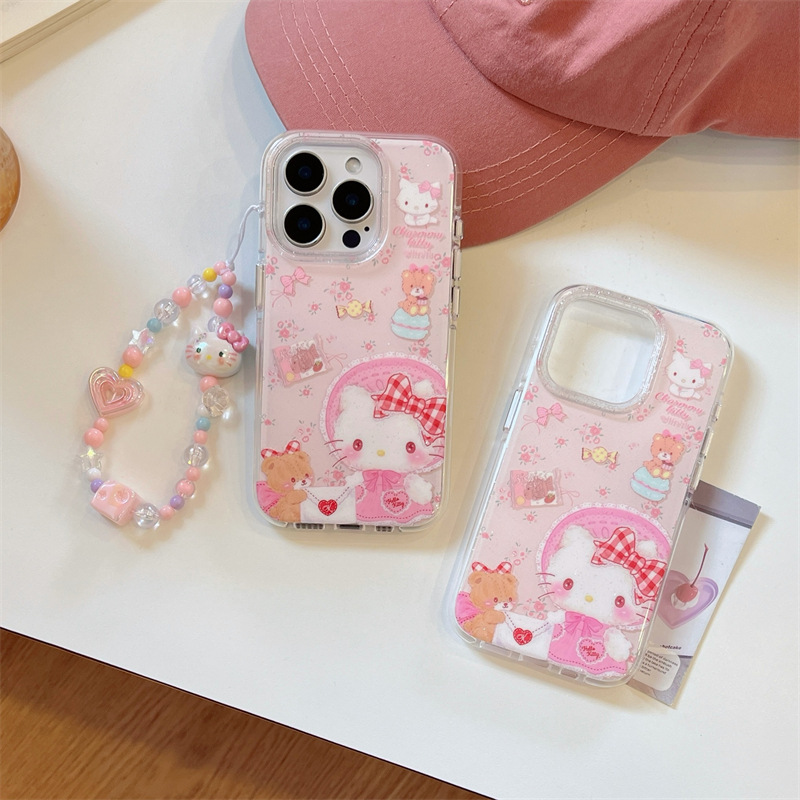 Girl ins brillo oso kt para Apple 15ProMax/16 pulsera iPhone 13 funda para teléfono móvil 14 nuevo