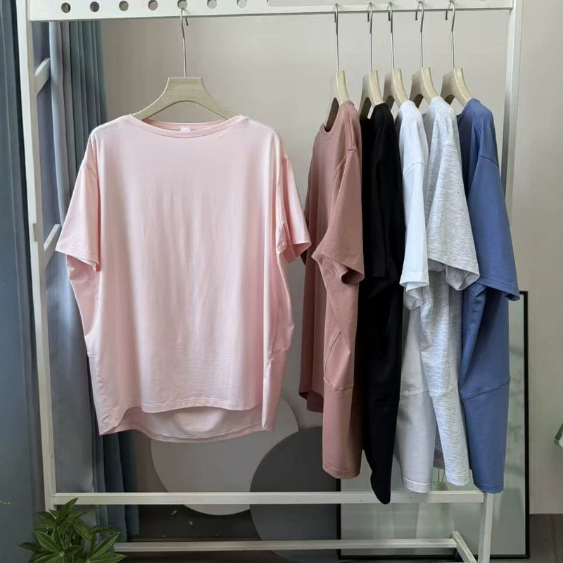 Comfortable, Slimming, Breathable, Skin-Friendly, One-Line Neckline Short-Sleeved T-Shirt, Loose Casual Sports Fitness Yoga Top for Women Comfortable, Slimming, Breathable, Skin-Friendly, One-Line Neckline Short-Sleeved T-Shirt, Loose Casual Sports Fitness Yoga Top for Women