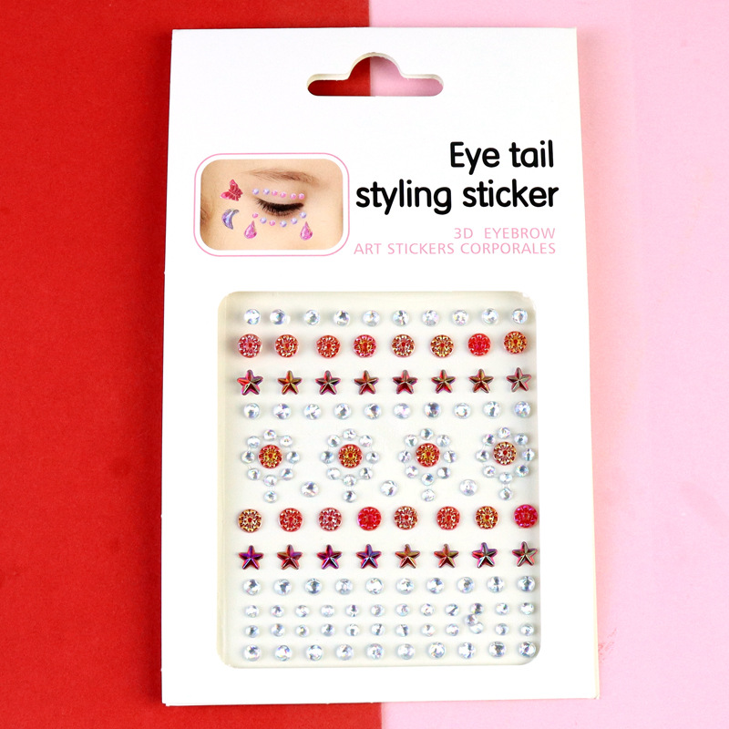 Transfronterizo AB diamantes coloridos joyas de maquillaje de ojos maquillaje facial pegatinas de diamante para niños espectáculo de escenario pegatinas faciales pegatinas de cristal perlas