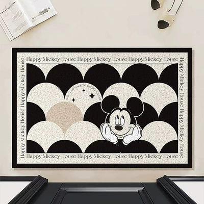 Entrance Door Silk Circle Floor Mat, Avtomobil döşəmə paspasları - thinking-waves-mickey-4060cm-silk-circle-wear-resistant-and-dirt-resistant