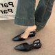 Women's Low Heel Toe Sandals French Style Gentle Evening Nude Pointed Small Chanel Style Lady's Thick Heel Air-quality Shoes