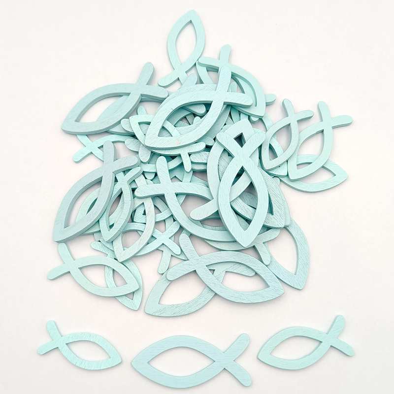 Pescado de madera bautismo decoración ornamento decoración peces pequeños decoración de pared pescado de madera rebanada de madera Santa cena Mesa decoración del hogar