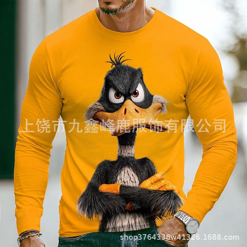 Dropshipping 2026 Halloween Funny Duck Retro Design Long Sleeve T-Shirt Casual Outdoor Daily Wear for Autumn and Winter Dropshipping 2026 Halloween Funny Duck Retro Design Long Sleeve T-Shirt Casual Outdoor Daily Wear for Autumn and Winter