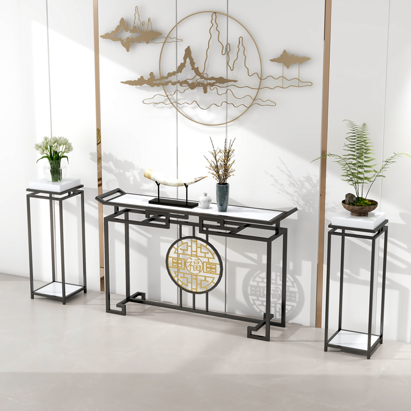 # Marble Foyer Table, New Chinese Style Living Room Entryway, Light Luxury Console Table, Side Table, Wall-Mounted Narrow Table, Foyer Table
