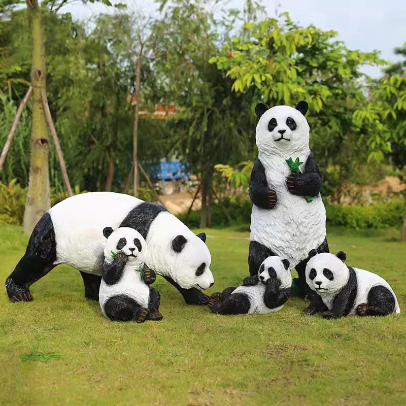 Simulated Panda Fiberglass Sculpture Garden Landscape Feature Park Scenic Area Lawn Outdoor Decoration Ornament National Trend