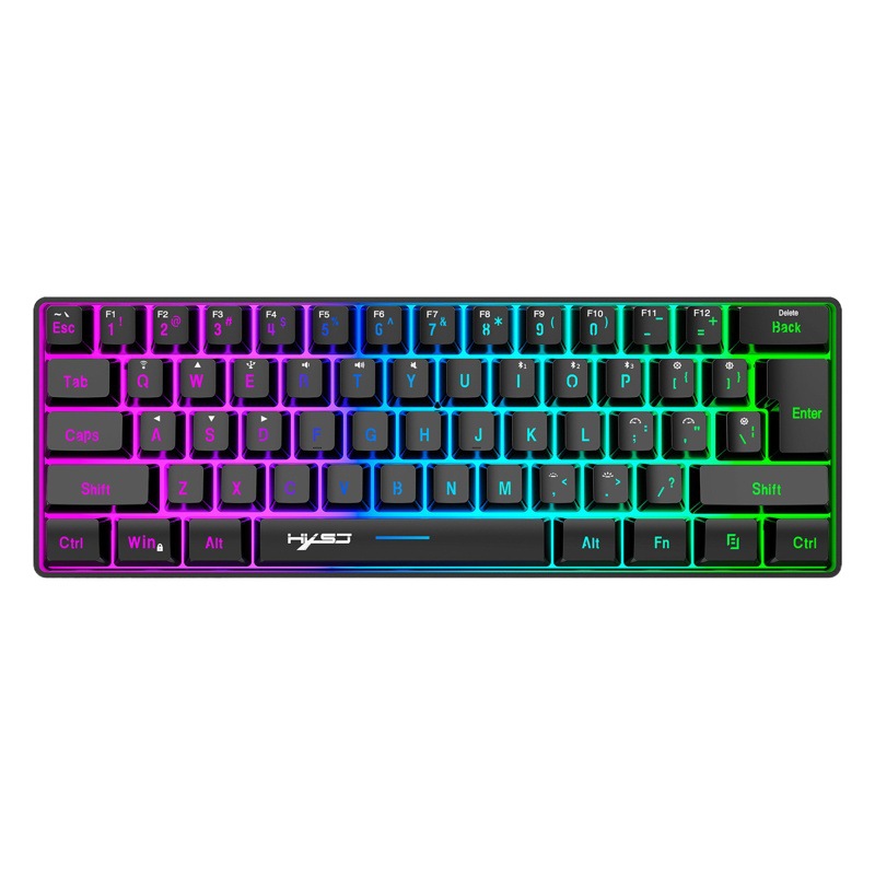 L500 de tres modos de 61 teclas RGB con cable inalámbrico Bluetooth teclado de membrana compacto inyección de dos colores ABS transfronterizo en stock
