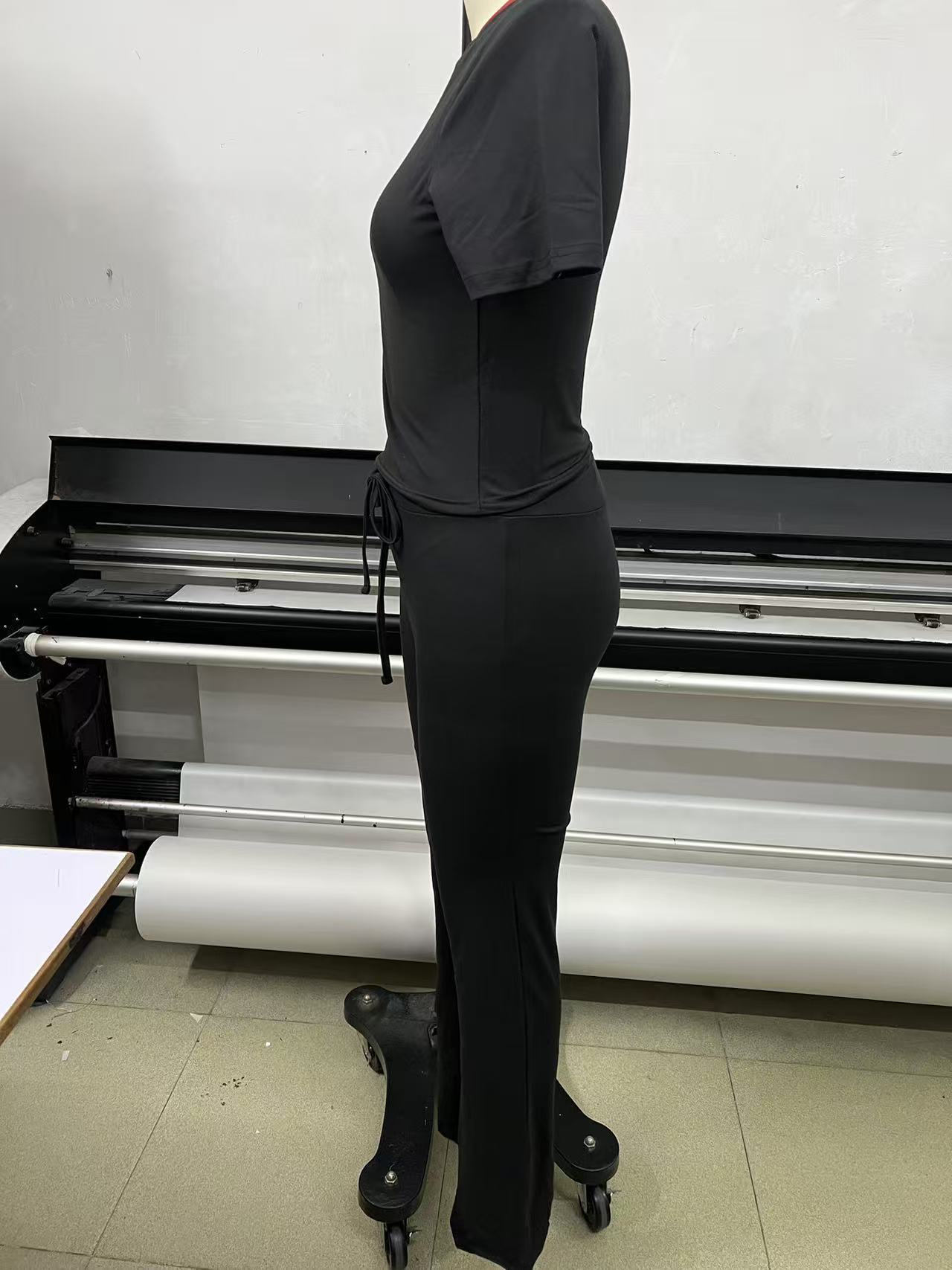2025 European And American Cross-Border New Casual Set Short Sleeve Top Long Pants Homewear Sportswear Yoga Wear_ecoleips.com