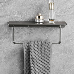 槍灰浴巾架衛生間置物架壁掛式沐浴露收納架毛巾架子可活動