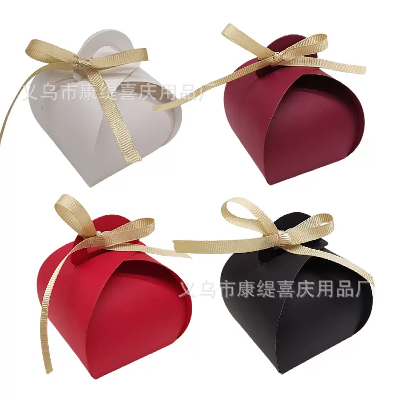 白色简约喜糖盒欧式婚礼回礼糖果盒桌糖面包盒儿童手工折叠丝带盒