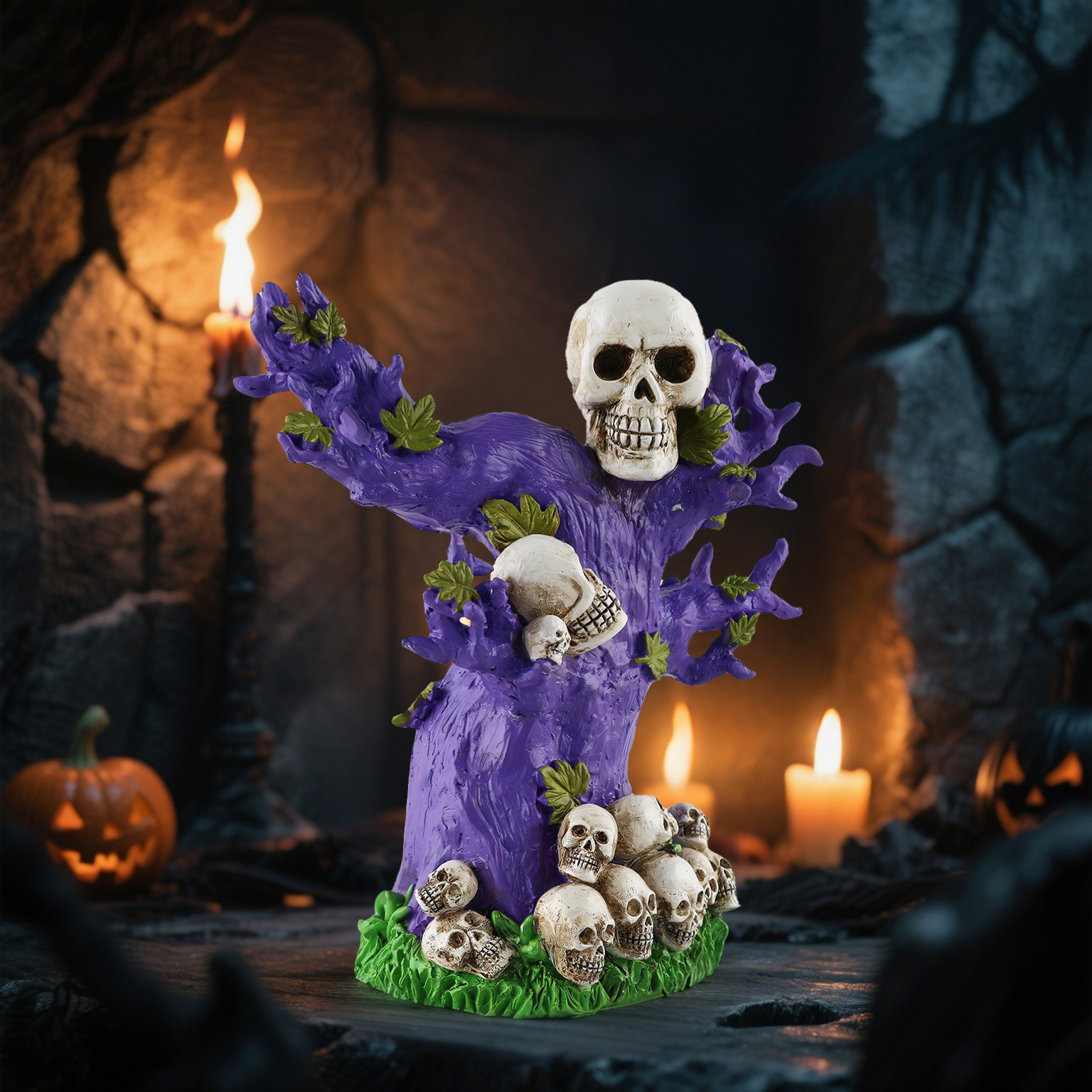  New Halloween Horror Funny Skull Tree Ornaments Desktop Atmosphere Decoration Resin Gift Ornaments